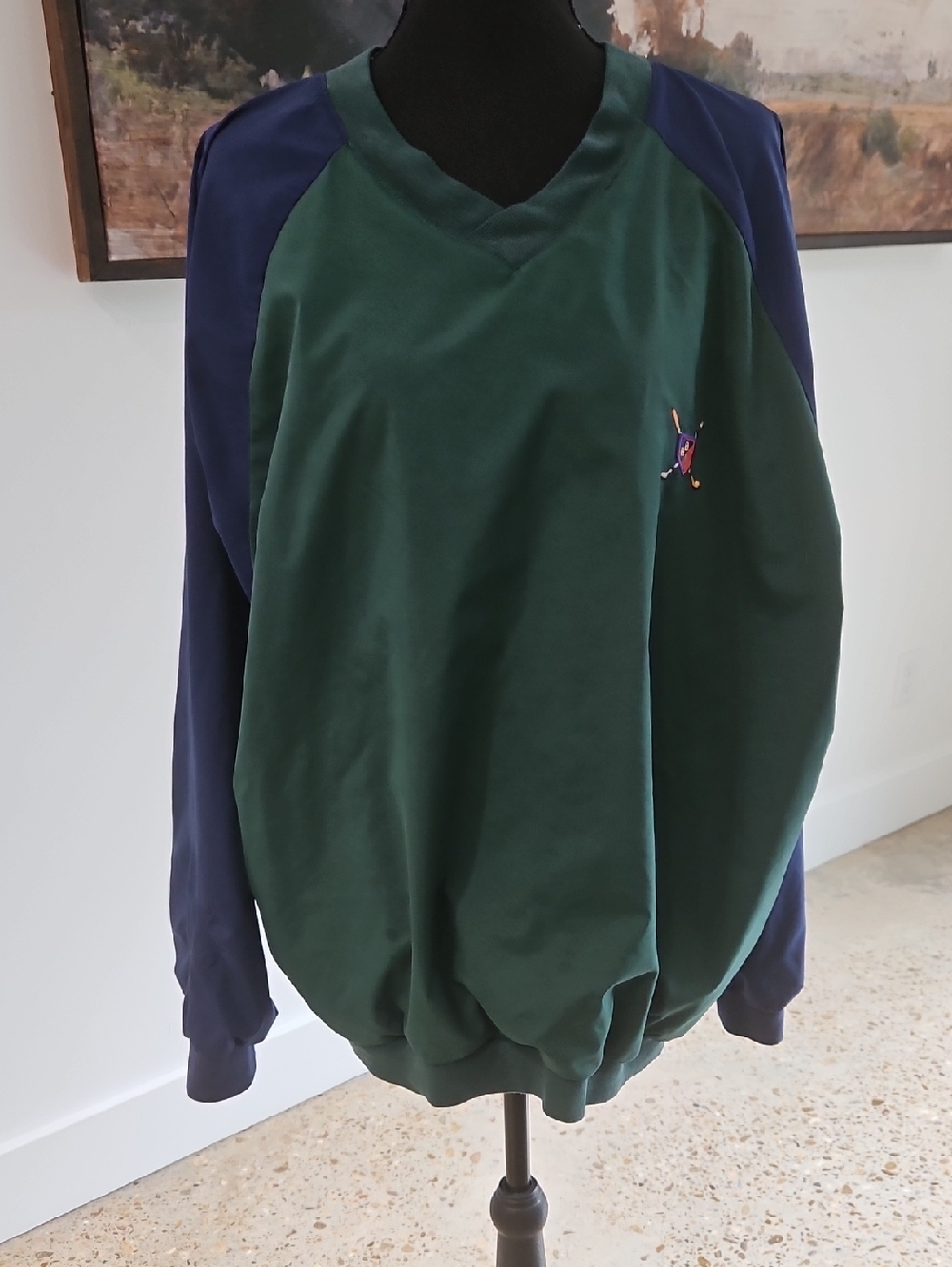 VTG Bugle Boy 90's Men's Golf  Green and Navy Raglan Wind Breaker  Size L
